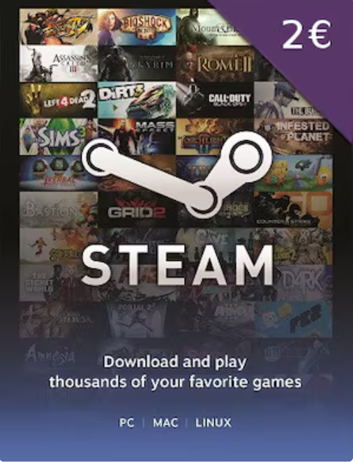 Steam Gift Card 2 EUR Steam Key - For EUR Currency Only
