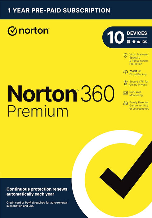 Norton 360 Premium EU Key (2 Years / 10 Devices) + 75 GB Cloud Storage